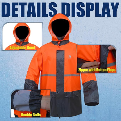 RainRider Rain Jacket Pants Suits for Men Women Waterproof Lightweight Rain Gear Workwear
