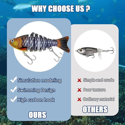 Multi Jointed Swimbait Saltwater Fishing Lures with Sharp Treble Hooks, Bass Fishing Lures Walleye Trout, Lifelike Slow Sinking Fish Bait Lures Kit Freshwater