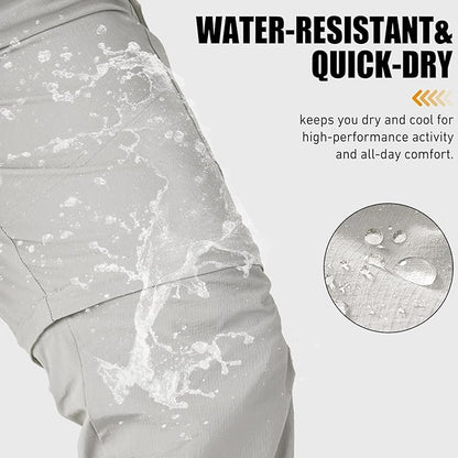 Mens Hiking Convertible Pants Quick Dry Waterproof Zip Off Lightweight Cargo Safari Fishing Work Pants Trousers with Belt