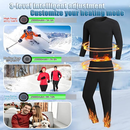 Heated Thermal Underwear for Men Women USB 42 Zone Intelligent Heated Thermals top and Heated Pants Set & XS-4XL