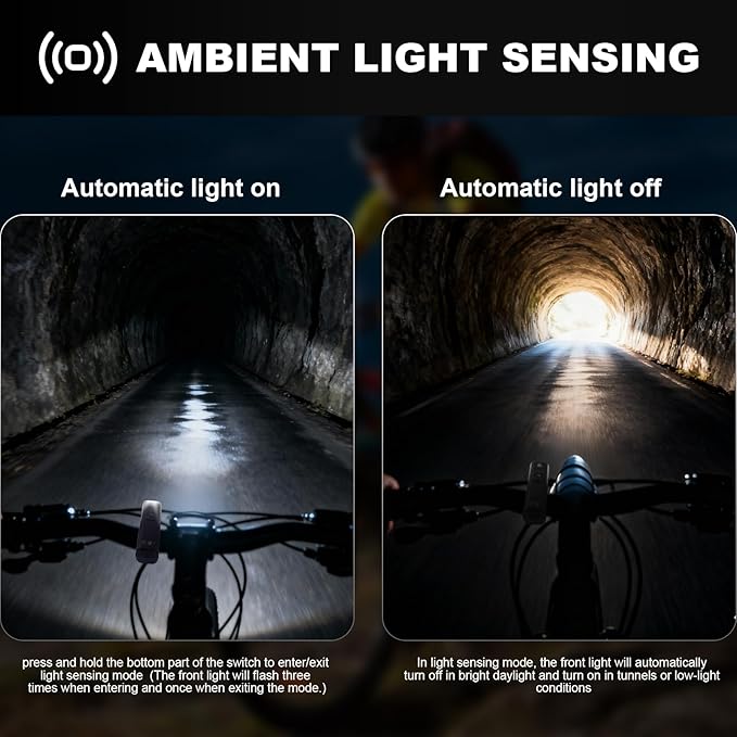 Bike Light for Night Light 1200 Lumens, 4500mAh Battery Bicycle Headlight LED Front Light with Ambient Light Sensing High Beam Low Beam for Men Women Kids Road Mountain Cycling