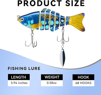 Fishing Lures with Spinner Baits Blades for Topwater, Swimbait for Trout and Bass Slow Sinking, 5pcs Fishing Hard Baits