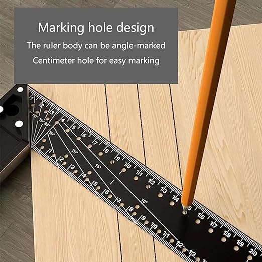 2025 New Multi-Angle Measuring Ruler, Woodworking Square Ruler, Universal Combination Angle, Multifunctional Right Angle, L Square for Precise Measuring, Drawing (Black)