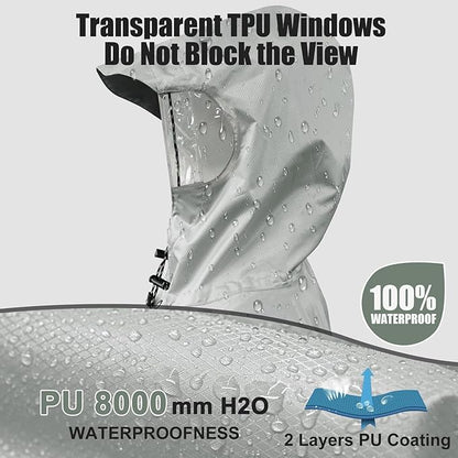 Andake Waterproof Rain Poncho for Adults Unisex,230T Ripstop Polyester,Raincoat Gear with Transparent Viewing Window Outdoors