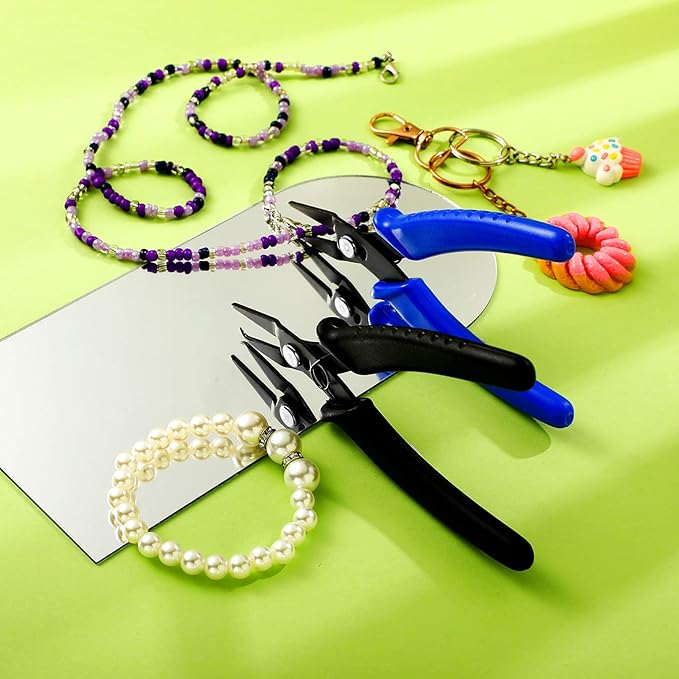 Split Ring Pliers Jewelry Making Tools Jump Ring Opening Pliers for Key Chain Tweezers Opener Tools for Jewelry Beading Repair Making Supplies