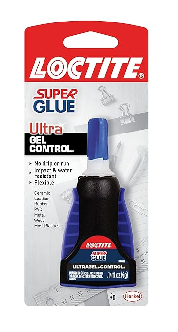 Loctite Super Glue Ultra Gel Control, Clear, 0.14 fl oz Bottle, 1 Pack - Superglue for Plastic, Wood, Metal, Crafts & Repair, Cyanoacrylate Adhesive Instant Glue, Quick Dry
