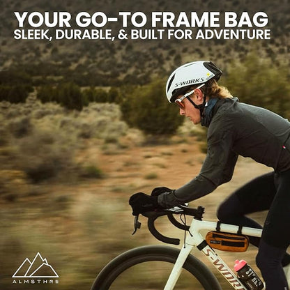 ALMSTHRE Compact Bike Frame Bag – California Gold | Weather-Resistant, Waterproof Zippers & Dual-Sided Access for Road, MTB, and Ebike Frames