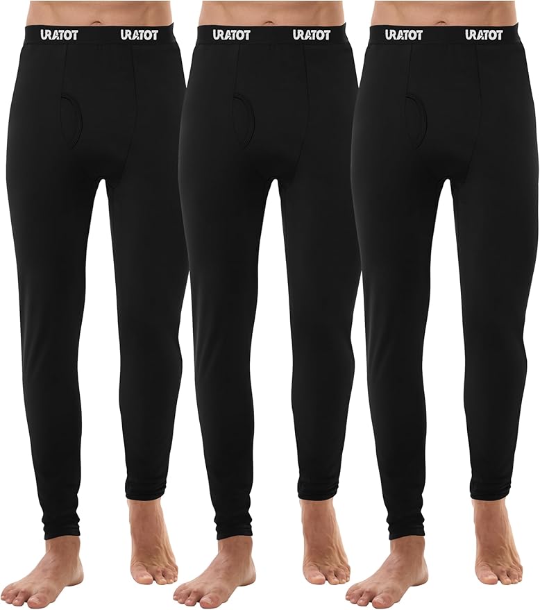 URATOT Men's Thermal Underwear Bottom Fleece Long Johns for Men Soft Warm Base Layer Thermal Pants for Cold Weather