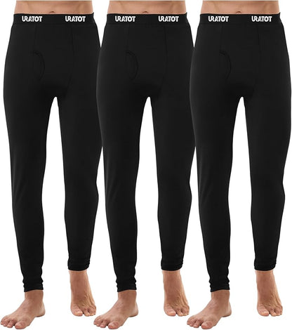 URATOT Men's Thermal Underwear Bottom Fleece Long Johns for Men Soft Warm Base Layer Thermal Pants for Cold Weather