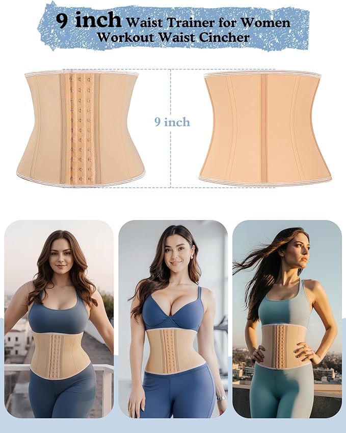 Short Torso Waist Trainer for Women Lower Belly Fat, Workout Fajas Colombianas Waist Cincher Corset