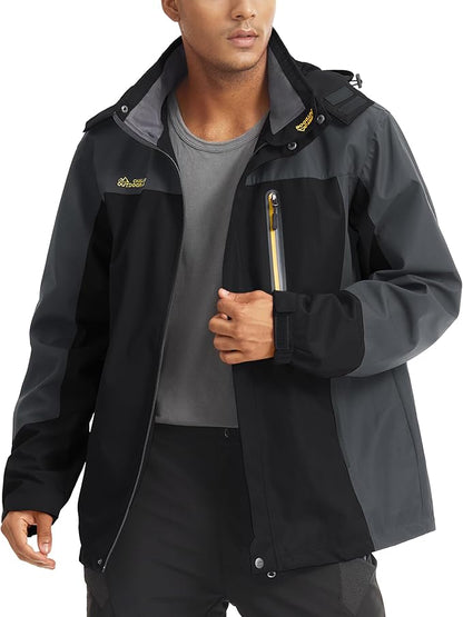 MAGCOMSEN Men's Hooded Windproof Water Resistant Rain Jacket Windbreaker 5 Pockets for Hiking,Fishing,Travel