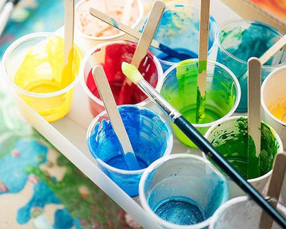 300 Pack 1oz/30ml Plastic Graduated Cups Transparent Scale Cups with 300 Pack Wooden Stirring Sticks for Mixing Paint, Stain, Epoxy, Resin