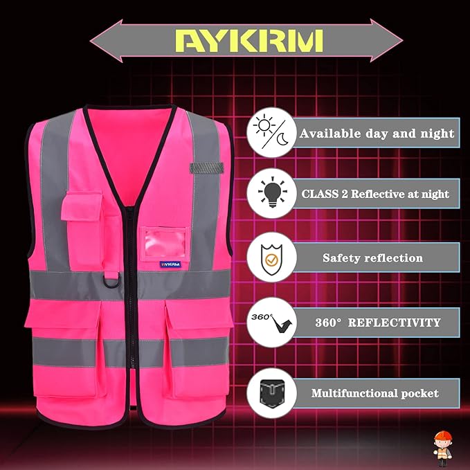 A-SAFETY High Visibility Reflective Safety Vest Customize Logo (XS-8XL)