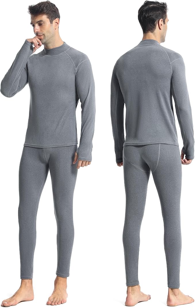 Runhit Mens Thermal Underwear Set：Fleece Lined Long Johns for Men Thermal Shirts and Pants Base Layer Cold Weather Thermals