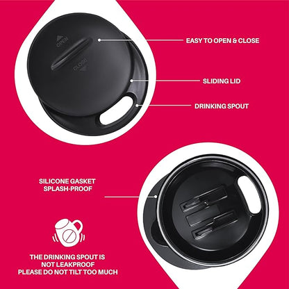 Ideus 16 oz (470 ml) Insulated Coffee Mug with Handle and Lid, Double Wall Stainless Steel Vacuum Thermal Coffee Mug, Travel Coffee Cup Thermal Cup for Home and Office (Red Zebra)