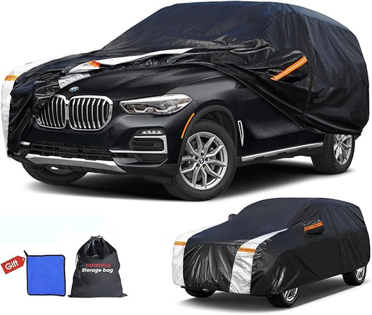 BMW X5 Car Cover 100% Waterproof All Weather, Gift with Towel, 10 Layers SUV Car Cover Custom Fit 2007-2026 BMW X5/X5M, Full Exterior Car Covers Rain Sun UV Protection with Door Zipper.