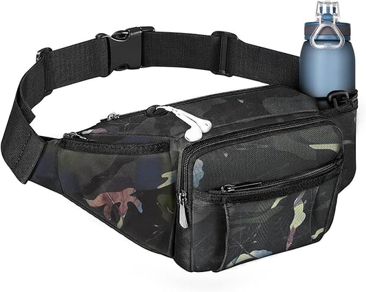 NOOLA Fanny Pack Waist Bag for Men Women, Lightweight Waist Pack with Water Bottle Holder, Adjustable Belt Bag with Multi-Pockets for Hiking, Dog Walking, Outdoor, Cycling, Running, Travel, Floral