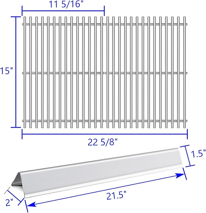 15” 9MM Grill Grates Replacement for 7535 7522 Weber Spirit Grill Spirit E-210, S-210, E-200, S-200, Weber Genesis Silver A, Spirit 500, Spirit 200 Series, BBQ Grill Parts Flavorizer Bars Grid