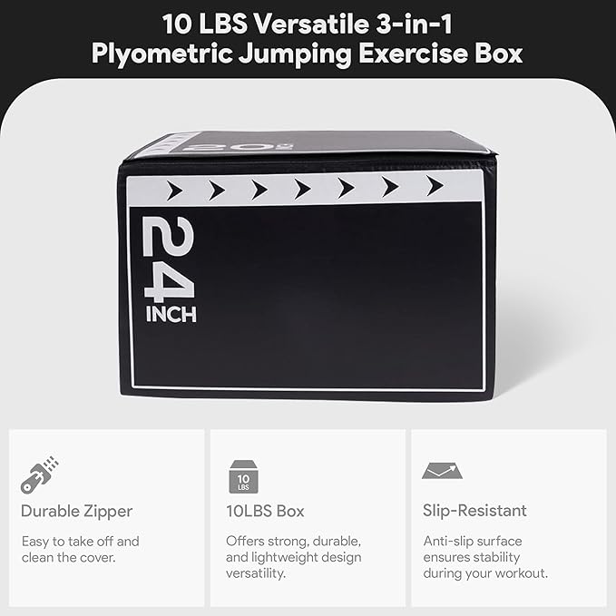 BalanceFrom 3-in-1 Foam Plyometric Jump Box for Home Gym with Multiple Height Options – Versatile Plyo with Non-Slip Surface for Strength, HIIT, Step-Ups, and Agility Training