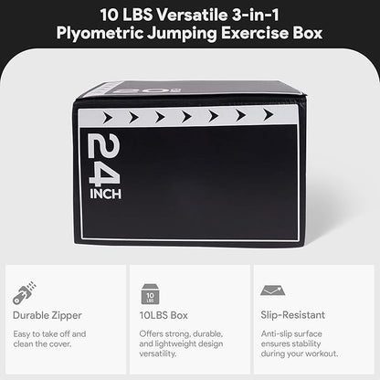 BalanceFrom 3-in-1 Foam Plyometric Jump Box for Home Gym with Multiple Height Options – Versatile Plyo with Non-Slip Surface for Strength, HIIT, Step-Ups, and Agility Training