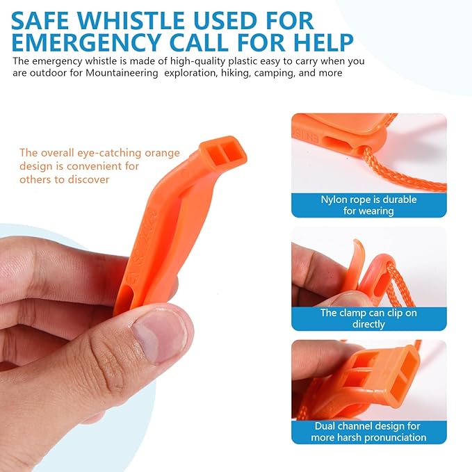 WSSROGY 12 Pack Emergency Whistles with Lanyard, 120db Safety Whistle Emergency for Survival Rescue Signaling