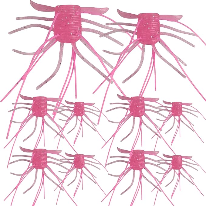 Eupheng Silicone Soft Dice Fishing Lures with Multiple Tentacles, Handmade Slow Sink Bass Fishing Soft Plastic Baits for Drop Shot, Finesse, Wacky Rig