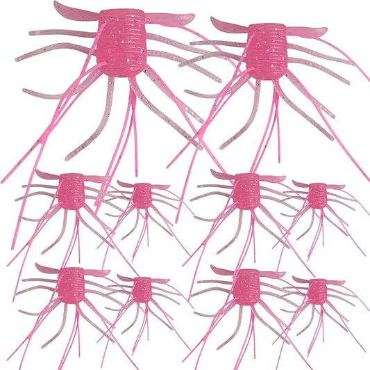 Eupheng Silicone Soft Dice Fishing Lures with Multiple Tentacles, Handmade Slow Sink Bass Fishing Soft Plastic Baits for Drop Shot, Finesse, Wacky Rig