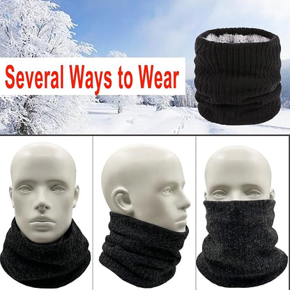 Winter Fleece Neck Warmer Mens Ski Mask Face Warmer Neck Gaiter Neck Scarf Women Thick Windproof 2 Pack