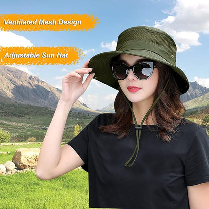 Women Fishing Sun Hat Men Summer UV Protection Bucket Hats Mesh Ventilated Outdoor Hiking Gardening Beach Lawn Hat