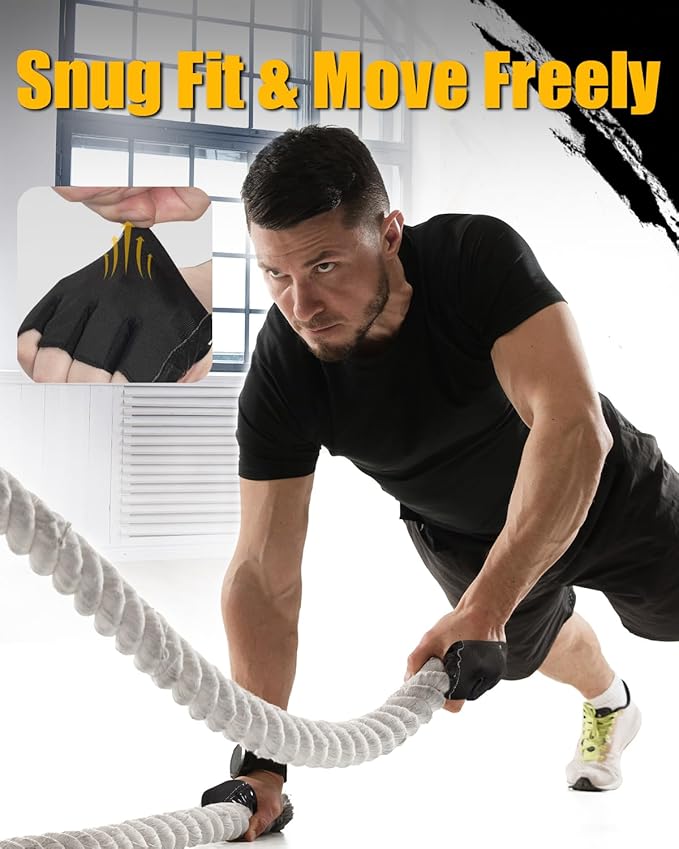 RIGWARL Weight Lifting Workout Gloves Men Women, Breathable Barehand Gym Gloves for Weightlifting Rowing Exercise Training Fitness Crossfit WODs