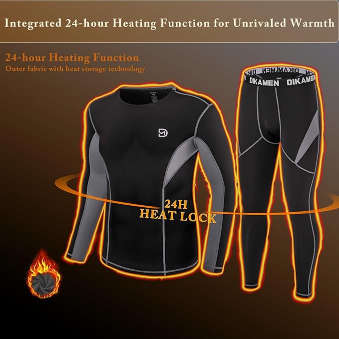 Men's Thermal Underwear Fleece Lined Performance Fleece Tactical Sports Shapewear Thermal Set