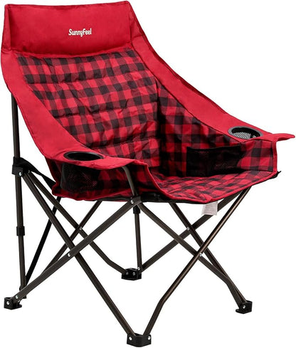 SUNNYFEEL Heavy Duty Camping Chairs for Adults Portable Oversized Folding Chair with Side Pockets & Cup Holde for Fishing,Trip,Picnic,Lawn,Concert Outdoor, Carry Bag Included