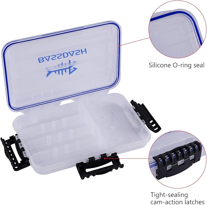 BASSDASH 3600 3670 3700 Tackle Storage Waterproof Utility Tackle Boxes Fishing Lure Tray with Adjustable dividers