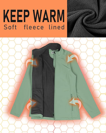 33,000ft Women's Lightweight Softshell Jacket Fleece Lined Windbreaker Waterproof Warm Jacket for Running Golf Hiking