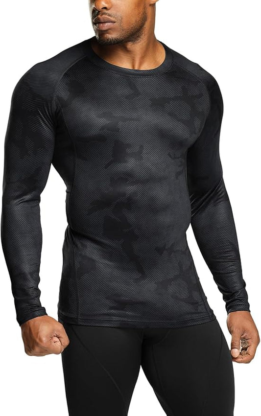 TSLA Men's Thermal Long Sleeve Compression Shirts, Athletic Base Layer Top, Winter Gear Running T-Shirt