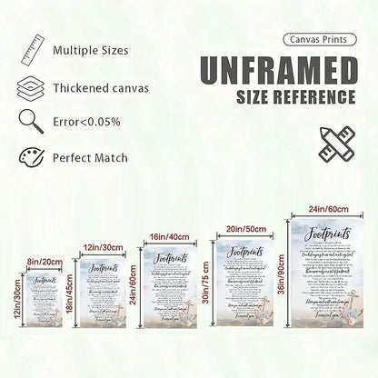 Footprints in the Sand Religious Canvas Wall Art Posters, Inspirational Beach Sunset Poem Print Poster (Unframed 16x24inch, Footprints(6))