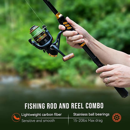 THKFISH Fishing Rod and Reel Combo with Backpack, Telescoping Fishing Pole Spinning Reel Kit with Fishing Lures, Pliers and Fish Lip Gripper for Adults