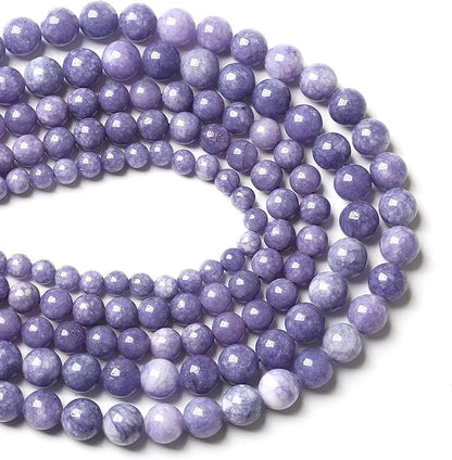 10MM 38PCS Lavender Purple Chalcedony Stone Loose Beads for Jewelry Making DIY Bracelet Necklace