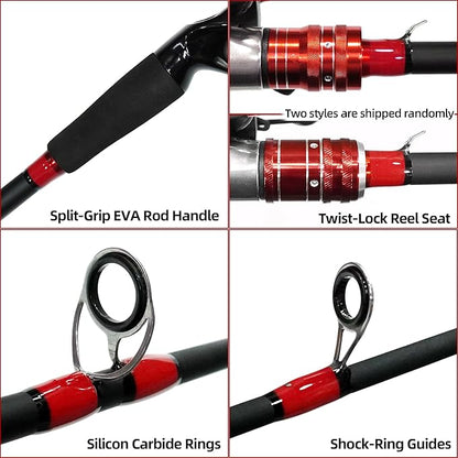 Kilitn Fishing Rod and Reel Combo, Baitcasting Combo Baitcast Reel, 6 Foot 7 Foot 2-Piece, Durable Fiberglass Wrapped Carbon Fiber Rod with Comfortable EVA Handle