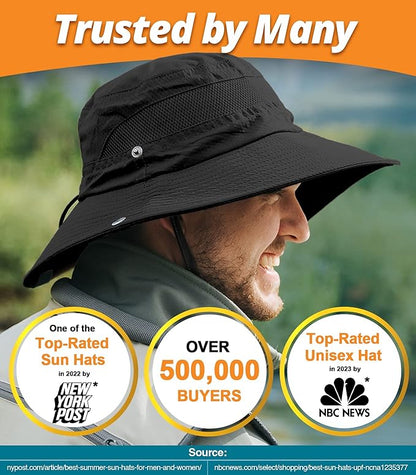 GearTOP Safari Hat for Men Sun Hats for Women UV Protection UPF 50+ Fishing, Gardening, Hiking Hat (22-23 1/2")
