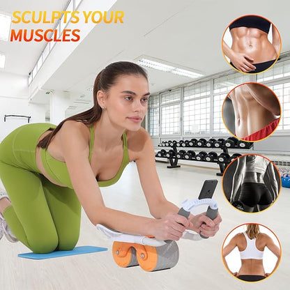 2026 New Ab Roller Wheel with Timer & Knee Mat,Automatic Rebound Abdominal Wheel with Elbow Support Ab Workout Equipment for Strengthening Core Muscles Abs Exercise Roller for Women Men