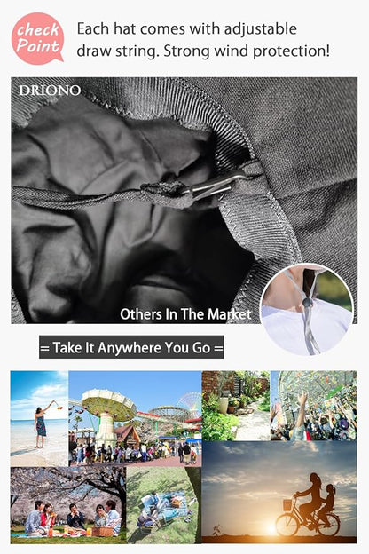 Wide Brim Bucket Hat - UPF50+ Protection Travel Beach Sun Hat with Semi-Rigid Adjustable Foldable Brim