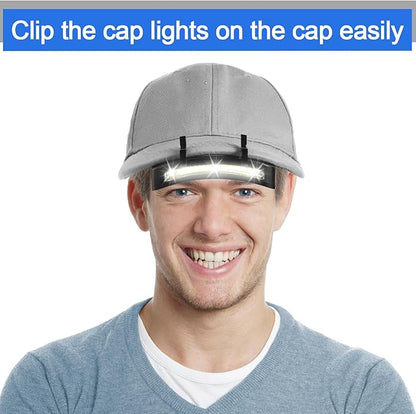 Mudder 4 Pcs Hat Light Clip Cob Cap Lights Clip on Hat Headlamp Battery Powered Cap Brim Lamp Black Waterproof Ultra Bright Headgear Flashlight for Hunting Camping Fishing Hiking