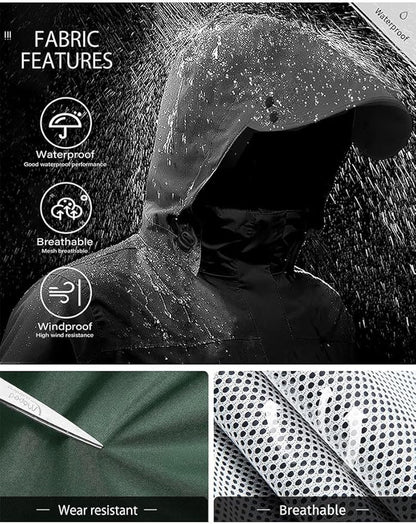 iCreek Rain Suit Waterproof Jacket with Pants 2 Pieces Breathable Lightweight Packable Raincoat with Hooded Rain Gear Unisex