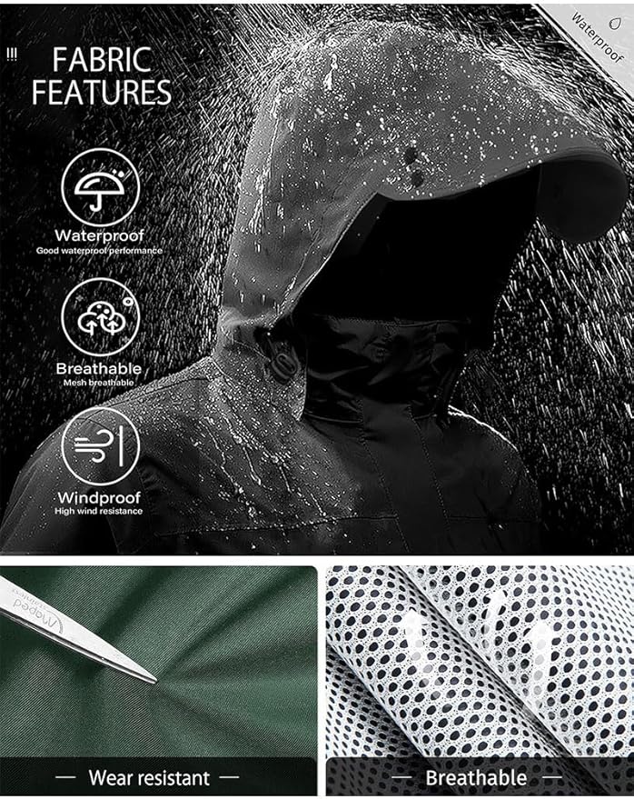 iCreek Rain Suit Waterproof Jacket with Pants 2 Pieces Breathable Lightweight Packable Raincoat with Hooded Rain Gear Unisex