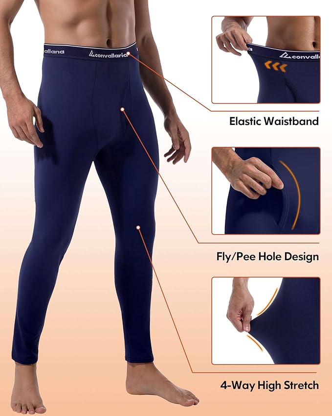 Men's Thermal Pants Fleece Lined Long Johns Compression Bottom Athletic Base Layer Cold Weather Gear 1 2 4 Pcs
