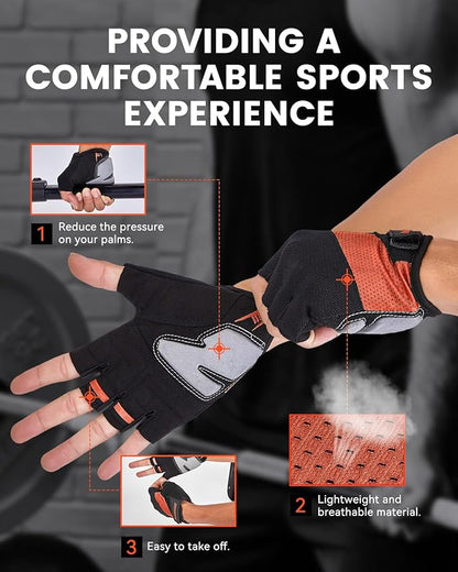 Breathable Workout Gloves for Weight Lifting, Gym & Cycling – Lightweight Fingerless Training Gloves with Enhanced Grip & Shock Absorption, Great for Fitness