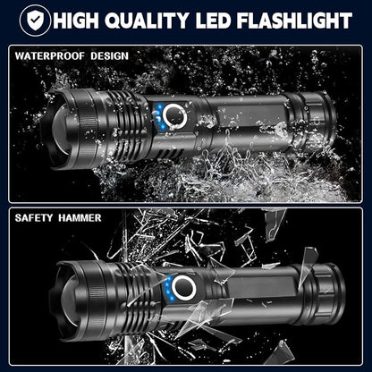 3Pack Rechargeable Flashlights High Lumens, 5Modes LED Flashlight Rechargeable, Super Bright Flashlight High Powered, Adjustable Tactical Flashlight, Powerful Flash Light for Home Emergencies