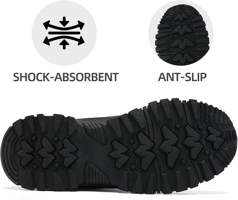 QUH Men's Outdoor Hiking Shoes Breathable Waterproof Non-Slip Mid-Cut Sports Shoes for Fitness, Outdoor Camping, Walking