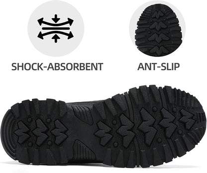 QUH Men's Outdoor Hiking Shoes Breathable Waterproof Non-Slip Mid-Cut Sports Shoes for Fitness, Outdoor Camping, Walking